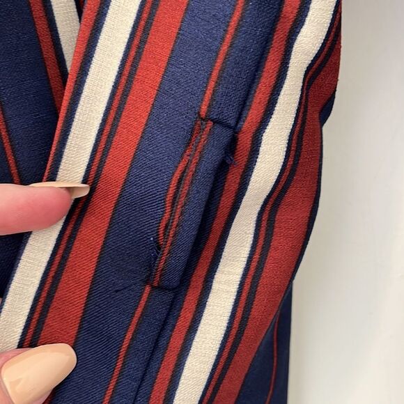 NWT Asos Glamorous Striped Button front shirt Dress small navy burgundy - Picture 6 of 10